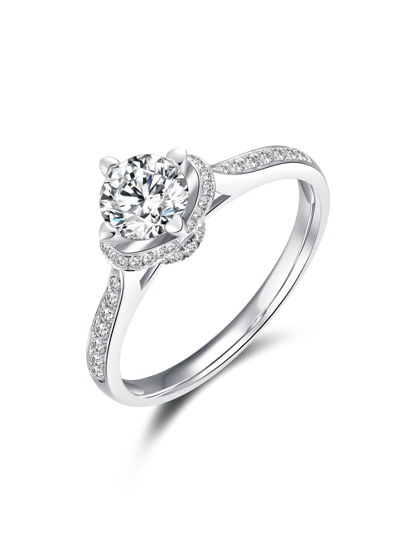 AUREUM™ Signature Round Brilliant Lab Grown Diamond Ring | Hidden Halo & Pavé Band