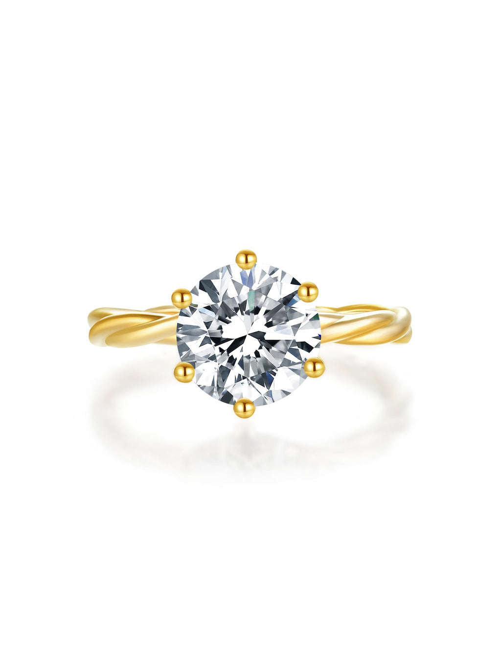 AUREUM™ Signature Round Brilliant Lab Grown Diamond Ring | 18K Yellow Gold Twist Band