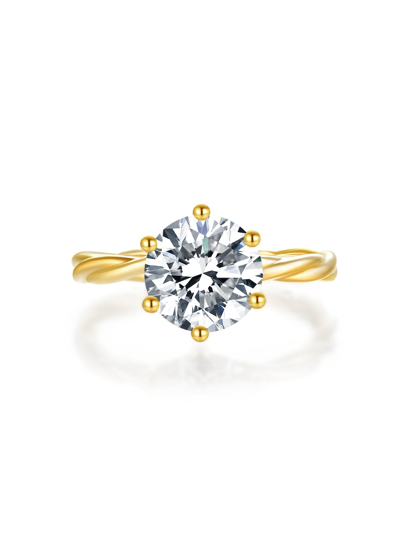 AUREUM™ Signature Round Brilliant Lab Grown Diamond Ring | 18K Yellow Gold Twist Band