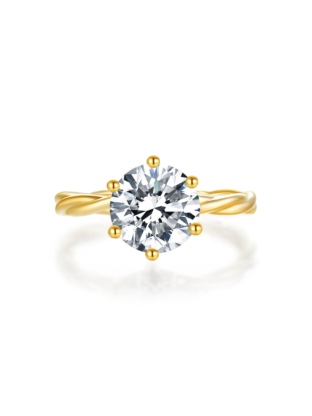 AUREUM™ Signature Round Brilliant Lab Grown Diamond Ring | 18K Yellow Gold Twist Band