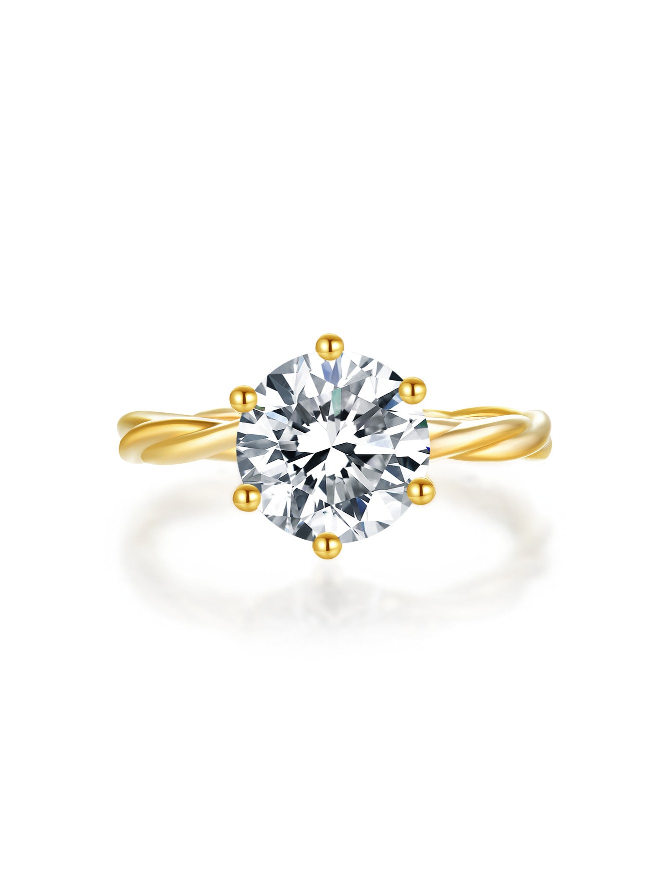AUREUM™ Signature Round Brilliant Lab Grown Diamond Ring | 18K Yellow Gold Twist Band