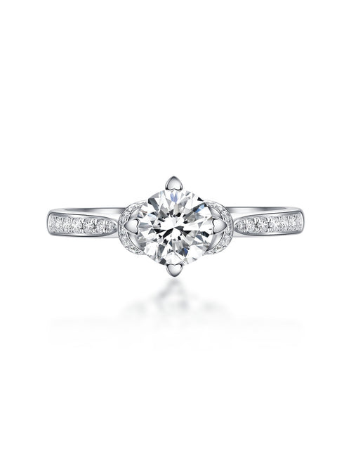 AUREUM™ Signature Round Brilliant Lab Grown Diamond Ring | Hidden Halo & Pavé Band