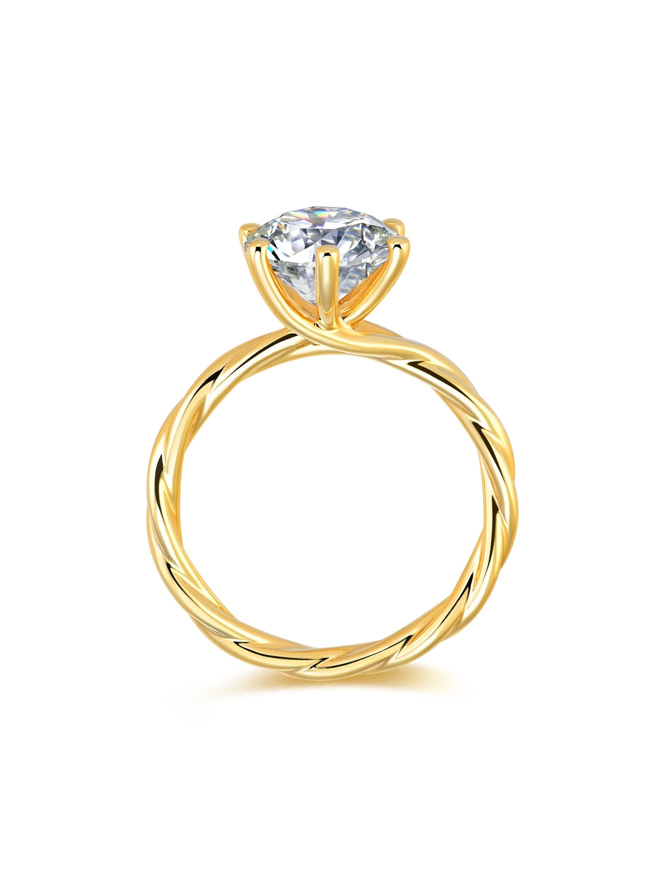 AUREUM™ Signature Round Brilliant Lab Grown Diamond Ring | 18K Yellow Gold Twist Band