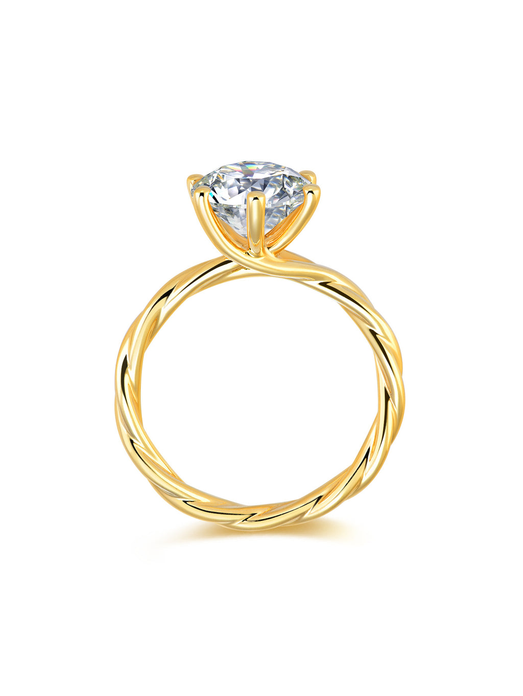 AUREUM™ Signature Round Brilliant Lab Grown Diamond Ring | 18K Yellow Gold Twist Band