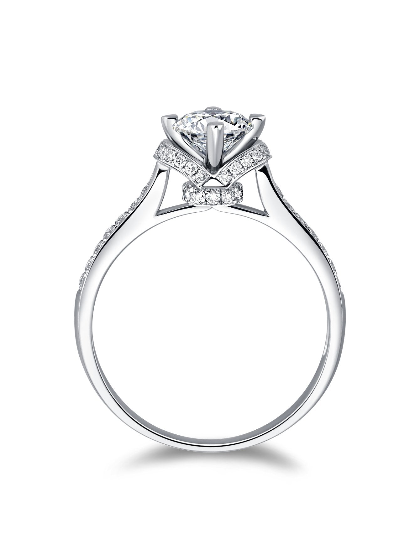 AUREUM™ Signature Round Brilliant Lab Grown Diamond Ring | Hidden Halo & Pavé Band